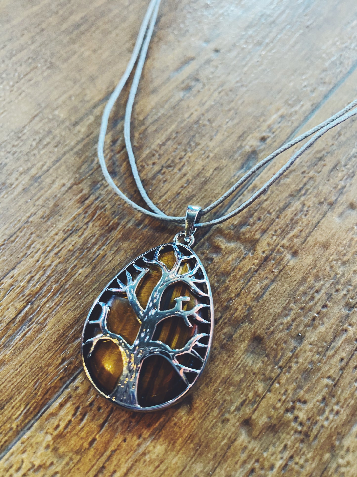 Tigers Eye Tree of life necklace
