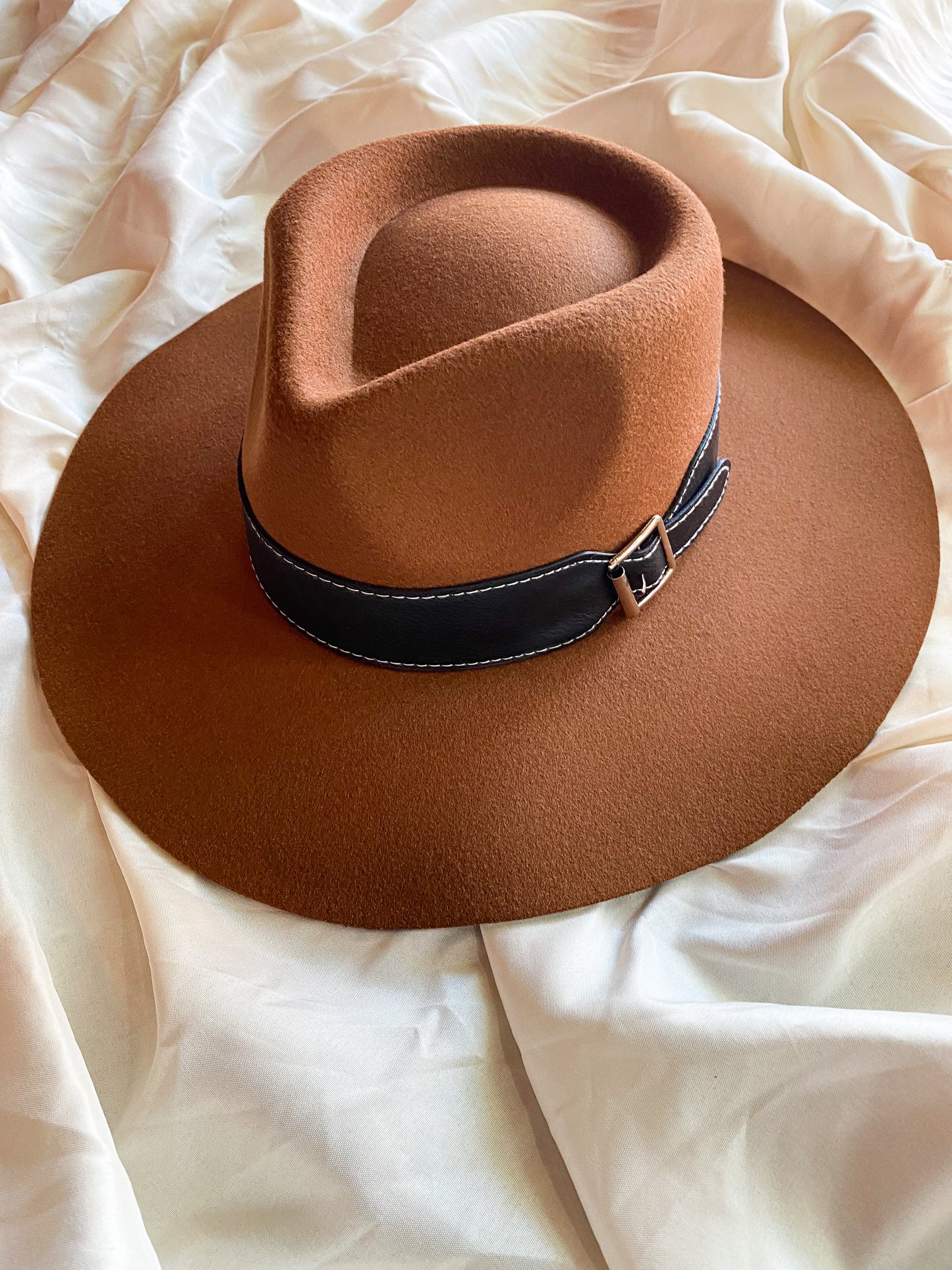 Sherlock Black Belt Ribbon Wide Brim Hat