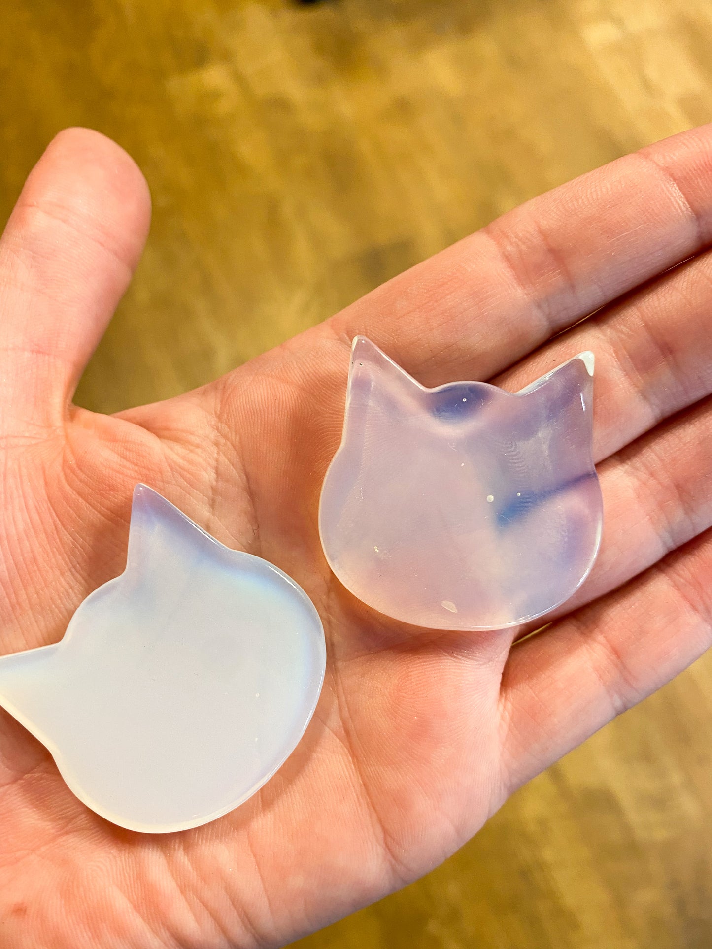Opalite Polished and Sliced Stone Cat Carving