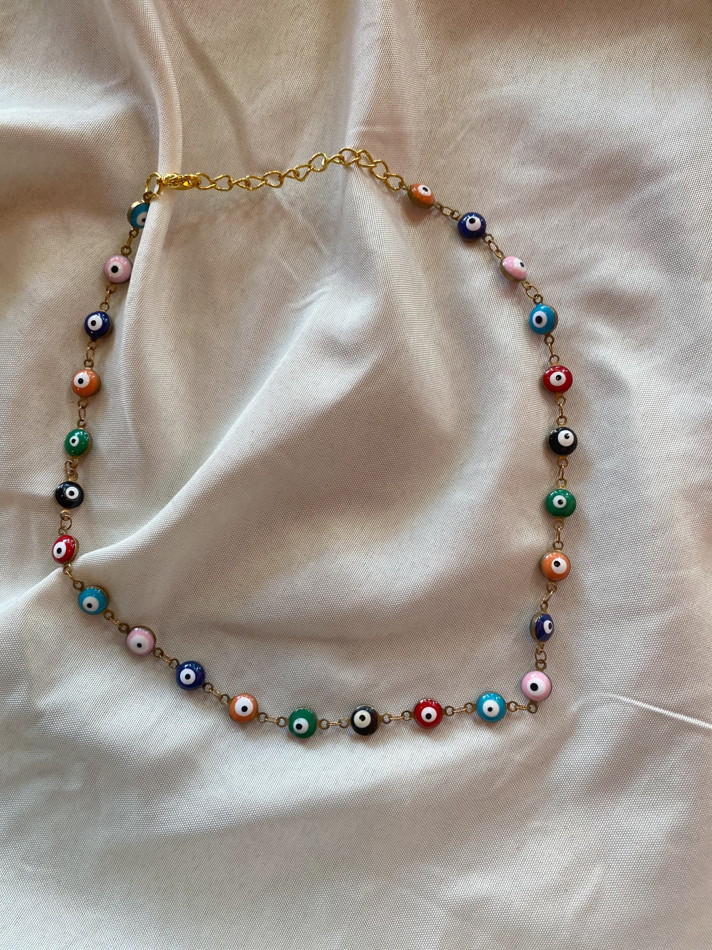Rainbow evil eye chain choker necklace