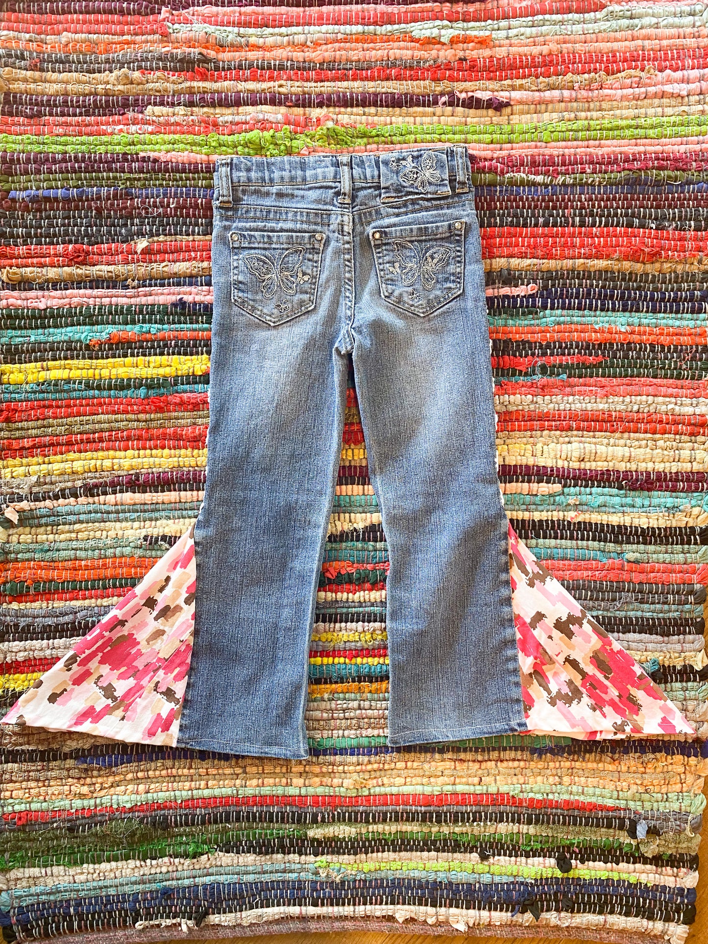 Size 5 upcycled hippie denim bell bottoms