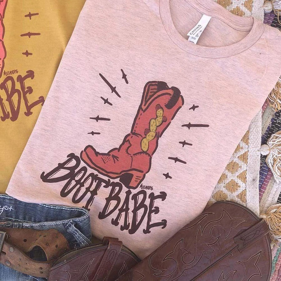 Boot Babe Cowgirl Pink Graphic Tee