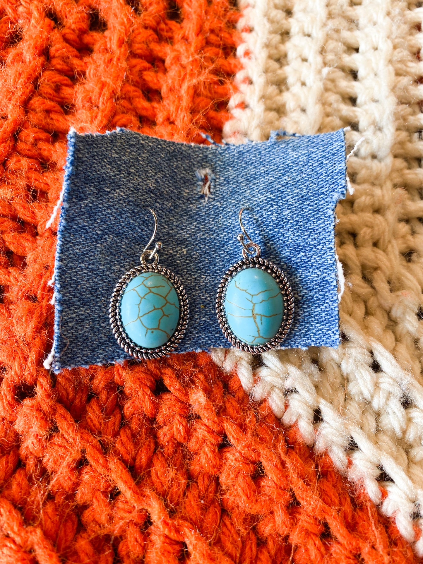 turquoise circle stone earrings