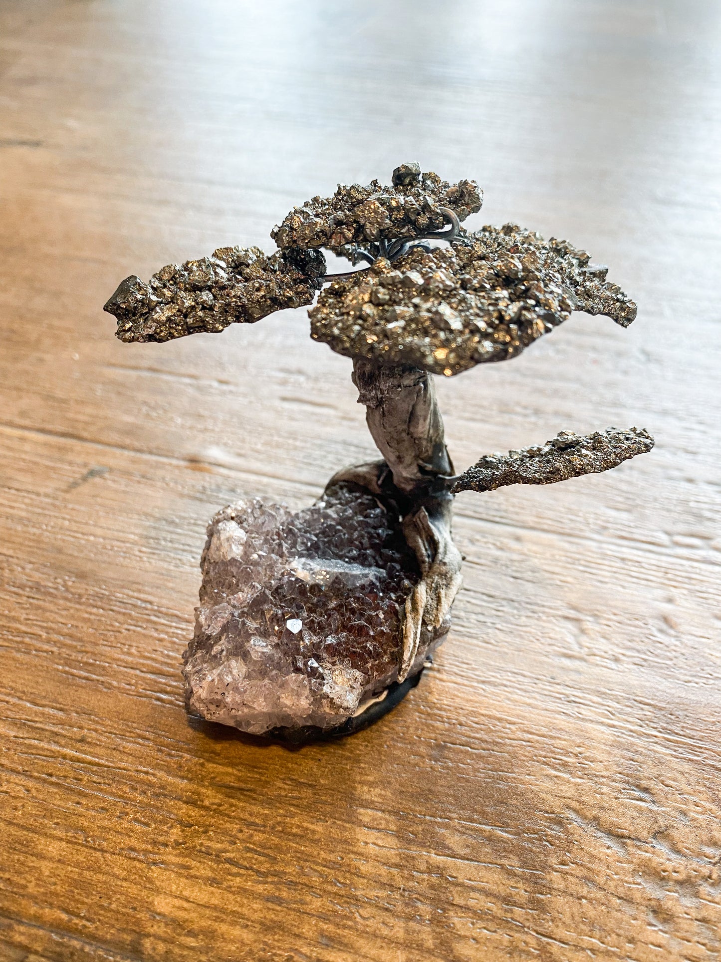 Pyrite Money Tree with Amethyst Base