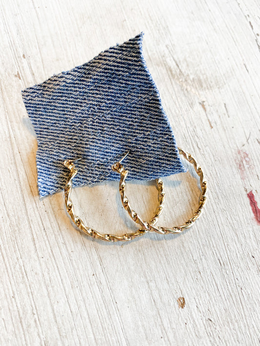 Twisted gold hoop earrings
